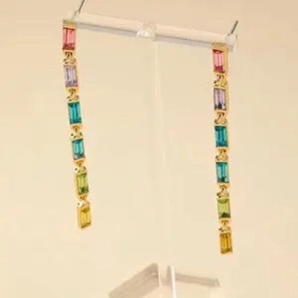 Multicolor Candy Ling Drop Rhinestone Earrings - Picture 4 of 4